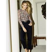 SOSANDAR Mesh Animal Print Top Brown Mix
