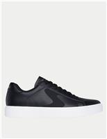 Skechers Leather Look Lace Up Trainers Black Mix