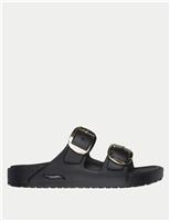 Metallic Buckle Footbed Sliders