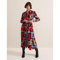 Geometric Belted Midaxi Shirt Dress