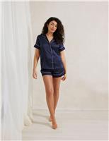 Satin Lace Trim Shortie Set