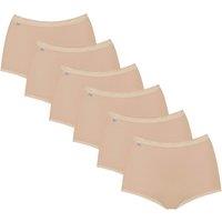 Sloggi 6 pk Cotton Rich High Waisted Full Briefs Nude