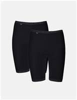 Sloggi 2 Pack Basic+ Long High Rise Shorts Black