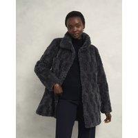 Faux Fur Textured Funnel Neck Coat