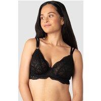 Hotmilk Heroine Plunge Lace Maternity Nursing Bra D-H Black