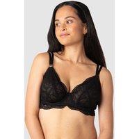 Hotmilk Heroine Plunge Lace Maternity Nursing Bra D-H Black
