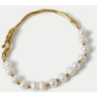 Pearl and Gold Pebble Link Bracelet