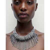 Gunmetal and Cup chain Statement Fringe Necklace