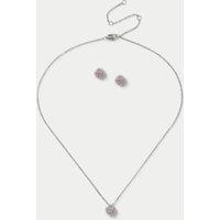 Platinum Plated October Birthstone Earring and Necklace Set