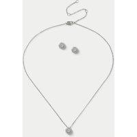 Platinum Plated April Birthstone Earring and Necklace Set