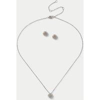 Platinum Plated November Birthstone Earring and Necklace Set