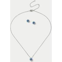 Platinum Plated September Birthstone Earring and Necklace Set