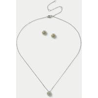 Platinum Plated June Birthstone Earring and Necklace Set