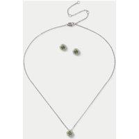 Platinum Plated August Birthstone Earring and Necklace Set