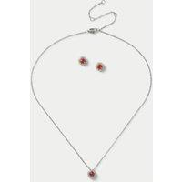 Platinum Plated July Birthstone Earring and Necklace Set