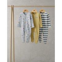 3pk Pure Cotton Transport Sleepsuits (0-24 Mths)