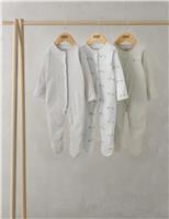 Mamas & Papas 3 Pack Pure Cotton Animal Sleepsuits (0-24 Mths) Brown
