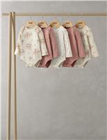 Mamas & Papas 5 Pack Pure Cotton Floral & Plain Bodysuits (0-24 Mths) Pink