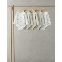 Mamas & Papas 5 Pack Pure Cotton Animal Bodysuits (0-24 Mths) Brown