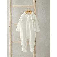 Cotton Rich Velour Spot Sleepsuit (0-12 Mths)