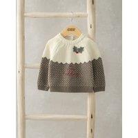 Pure Cotton Knitted Christmas Jumper (0-3 Yrs)