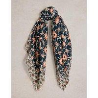 Cotton Blend Batik Floral Scarf