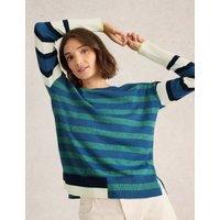 Cotton Blend Striped Crew Neck Jumper