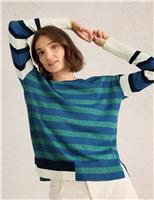 Cotton Blend Striped Crew Neck Jumper