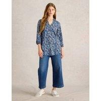 Pure Cotton Leaf Print Longline Shirt