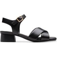 Wide Fit Leather Ankle Strap Block Heel Sandals