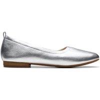 Clarks Leather Metallic Flat Pumps Silver