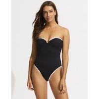 Seafolly Beach Bound Padded U-Wire Bandeau Swimsuit Black