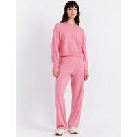 Chinti & Parker Wool Rich Wide Leg Relaxed Joggers with Cashmere Flamingo