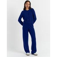 Chinti & Parker Wool Rich Wide Leg Relaxed Joggers with Cashmere Dark Blue