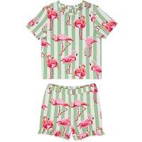 Cotton Rich Striped Flamingo Print Pyjamas (1-12 Yrs)