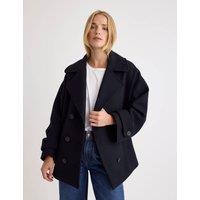 Wool Blend Relaxed Pea Coat