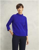 HOBBS Cotton Blend Roll Neck Top Navy