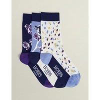 3pk Cotton Rich Floral Ankle High Socks