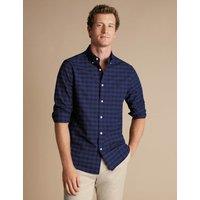 Slim Fit Cotton Stretch Check Oxford Shirt