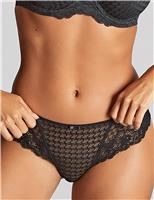 Panache Envy Brazilian Mesh & Lace Knickers Honey