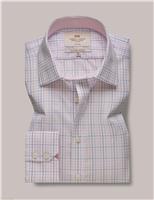 Hawes & Curtis Slim Fit Easy Iron Pure Cotton Check Shirt Pink Mix