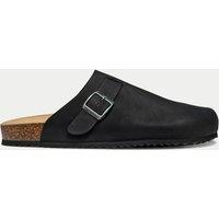 Leather Buckle Footbed Clogs