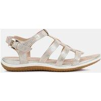 Leather Metallic Flat Sandals