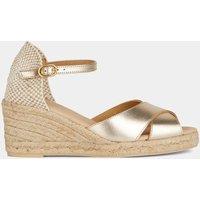 Leather Metallic Wedge Sandals