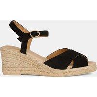Suede Crossover Ankle Strap Wedge Sandals