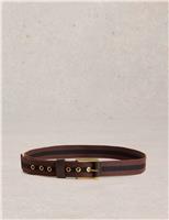 Webbing Stripe Rectangular Buckle Belt