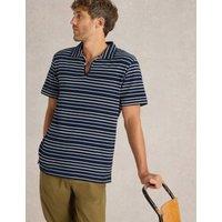 Pure Cotton Jacquard Striped Polo Shirt
