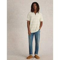 Pure Cotton Jacquard Striped Polo Shirt