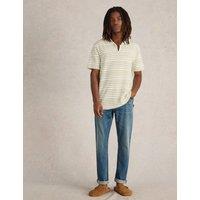 Pure Cotton Jacquard Striped Polo Shirt