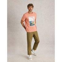 White Stuff Pure Cotton Mountain Graphic T-Shirt Pink Mix